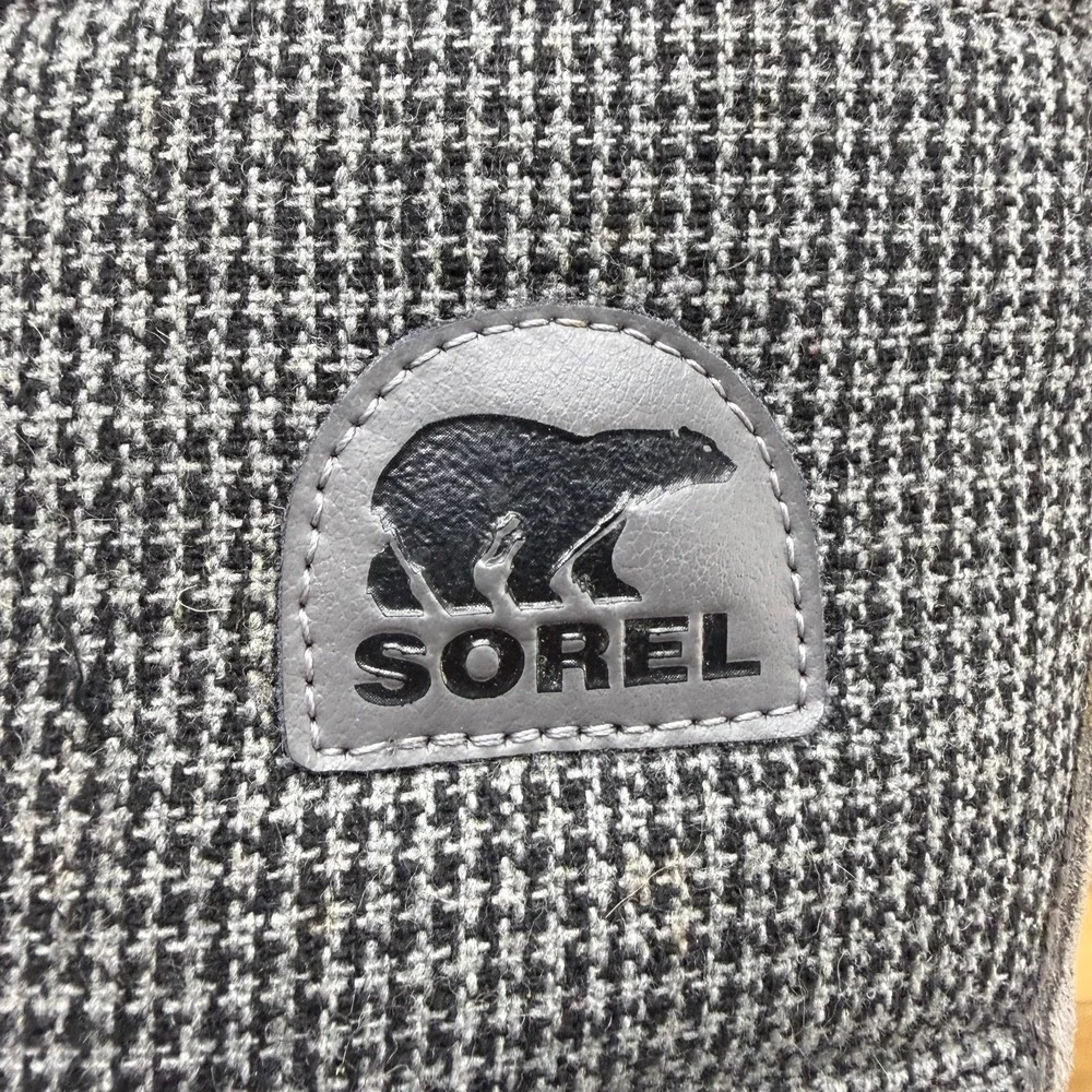 Sorel Tivolli Tall Boots Womens 9 Gray Houndstooth Waterproof Faux Fur Tall